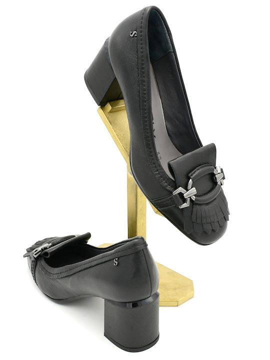 Leather Black Heels