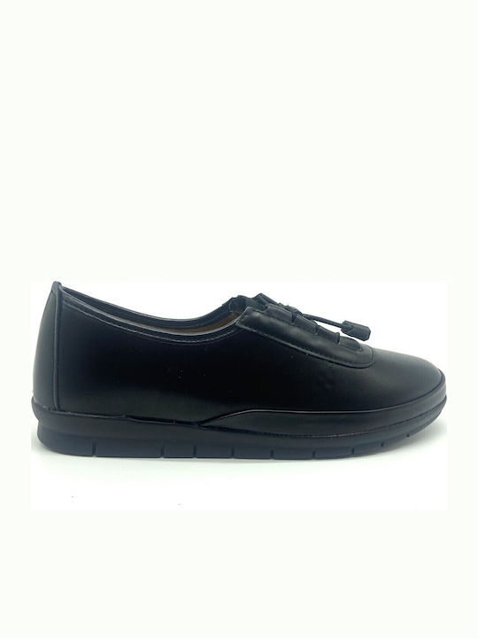 Anatomische Damen Slip-Ons Leder Schwarz