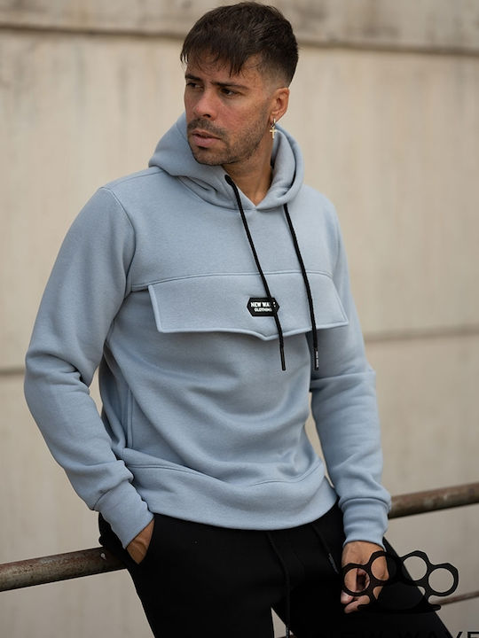 New Wave Men's Sweatshirt with Hood Light Blue