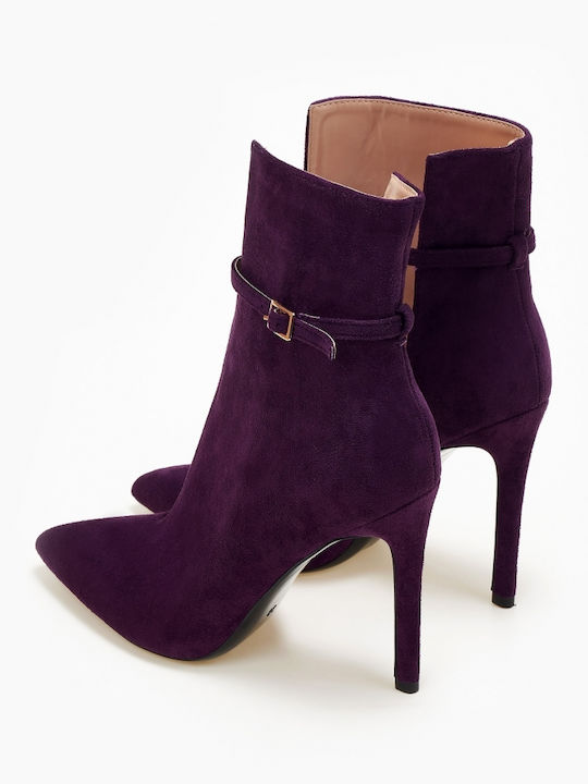 Issue Fashion Women's Ankle Boots with High Heel Purple