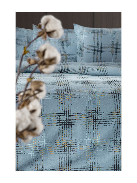 Guy Laroche Duvet Cover Set Flannel Queen with 2 Pillowcases 225x245 Flannel Mezzo Blue
