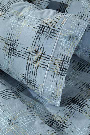 Guy Laroche Duvet Cover Set Flannel Queen with 2 Pillowcases 225x245 Flannel Mezzo Blue