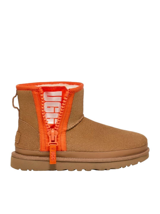 Ugg Classic Mini Zipper Tape Women's Ankle Boots Brown