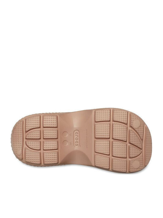 Stiefeletten Damen mit Plattform mit Pelz Beige
