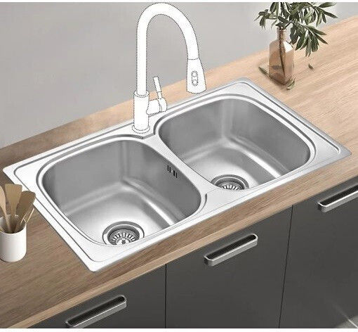 Donau 165DE Ένθετος Inox Σατινέ Μ86xΠ50cm Ασημί