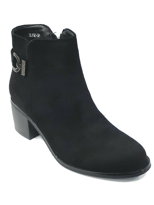 Diamantique Women's Suede Medium Heel Ankle Boots Black