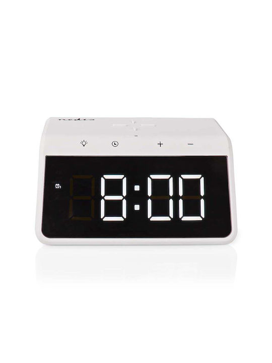 Nedis Tabletop Digital Clock with Alarm & Wireless Charging WCACQ30WT