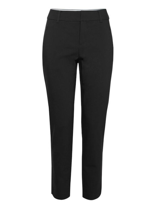 Women's Fabric Trousers Regular Fit Black