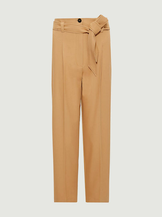 Damen Stoff Hose in Karotten Passform Beige