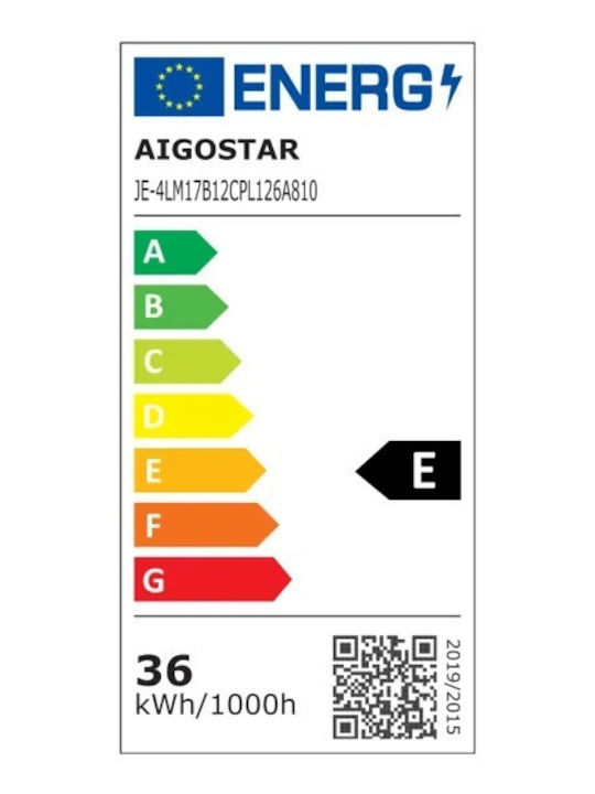 Aigostar Rectangular Recessed LED Panel 40W with Cool White Light 6500K 120x30cm