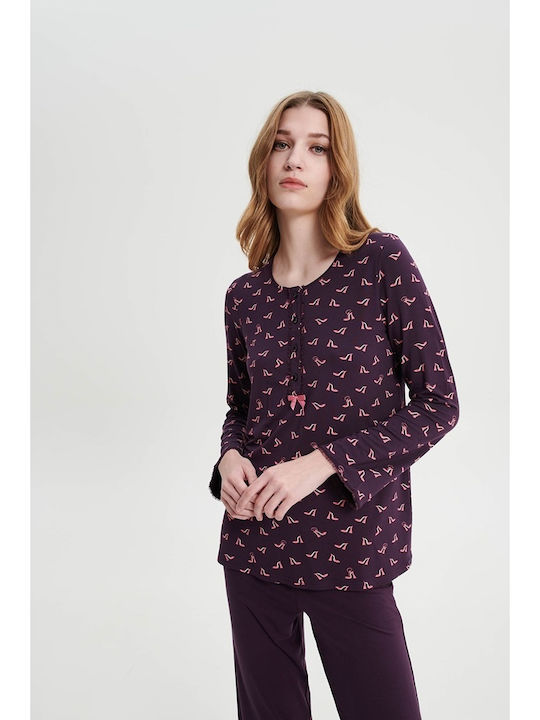 Vamp Winter Damen Pyjama-Set Lila