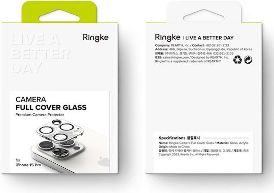 Ringke Protector Προστασία Κάμερας Tempered Glass Διάφανο για το iPhone 15 Pro