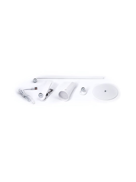 Active Jet Rechargeable LED Office Lamp with Flexible Arm in White Color