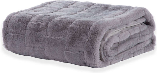 Nef-Nef Homeware Rabbit Κουβέρτα Γούνινη Καναπέ 140x190εκ. Barlow grey