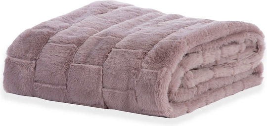 Nef-Nef Homeware Rabbit Κουβέρτα Γούνινη Καναπέ 140x190εκ. Pale Mauve