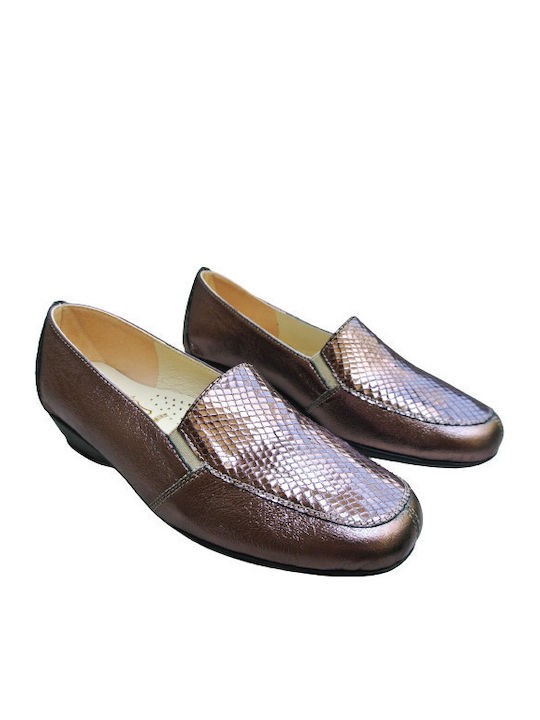 Leather Women's Moccasins in Silver Color