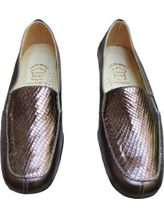 Leather Women's Moccasins in Silver Color