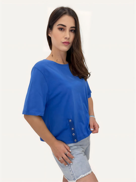 Bebe Plus Women's Oversized Crop T-shirt Blue