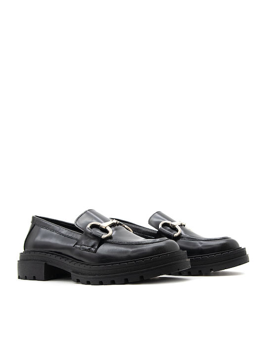 Inuovo Leder Damen Loafers in Schwarz Farbe