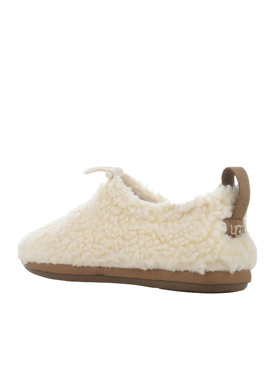 Plushy Closed Women's Slippers Beige