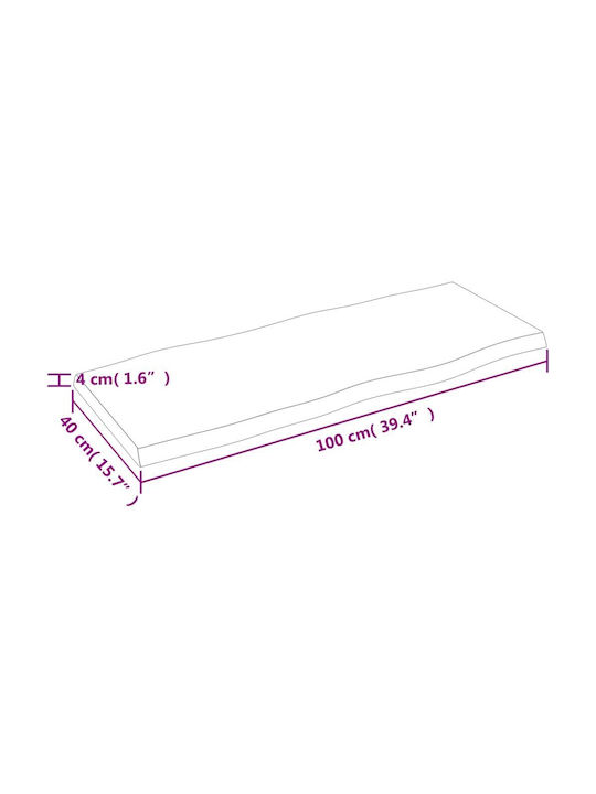 vidaXL Правоъгълена Повърхност на масата Масивно дърво Сив 100x40x4см 364014 1бр