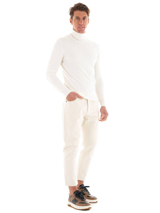 Gianni Lupo Men's Long Sleeve Sweater Turtleneck White