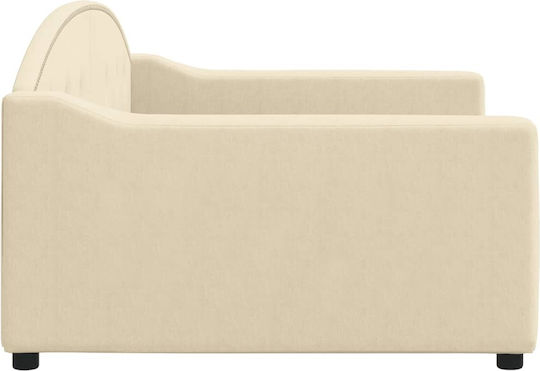 Canapea Pat Single Bej cu Lamele pentru Saltea 100x200cm
