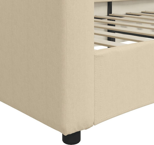 Canapea Pat Single Bej cu Lamele pentru Saltea 100x200cm