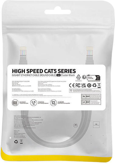 Baseus U/UTP Cat.5 Cablu de rețea Ethernet 1m Negru 1buc