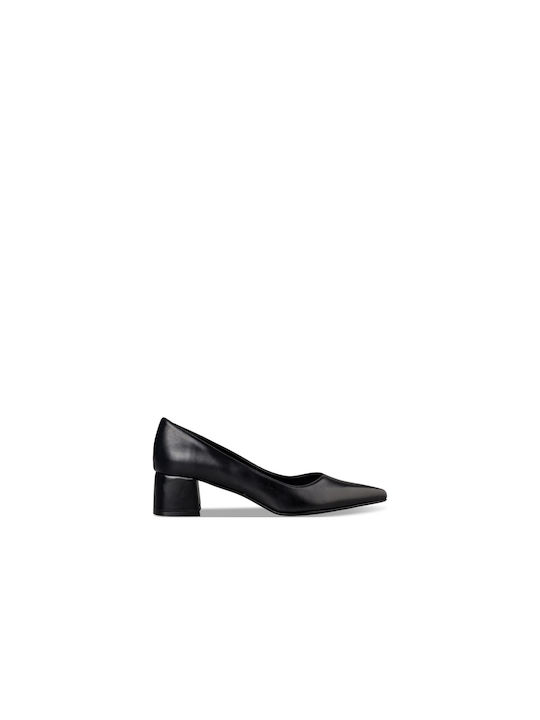 Envie Shoes Leather Pointed Toe Black Medium Heels