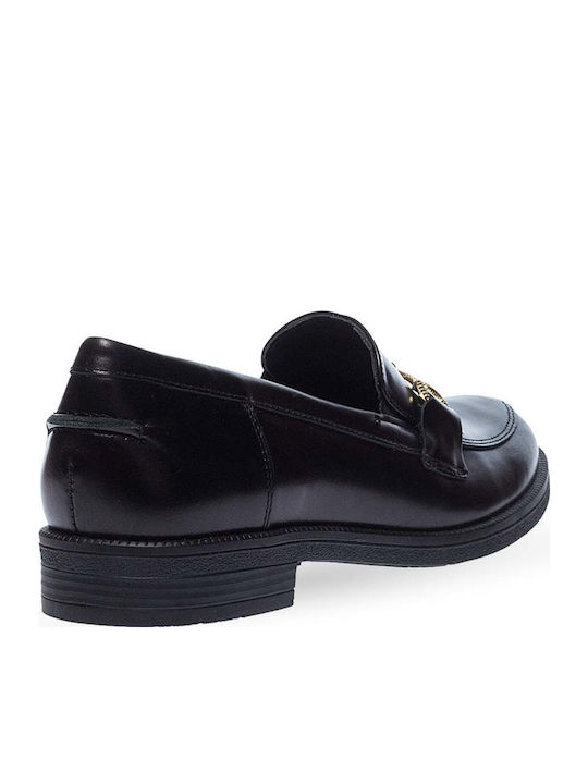 Leather Women's Moccasins in Black Color