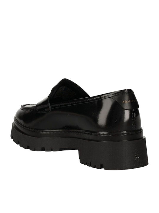 Aligrey Leather Women's Moccasins in Black Color