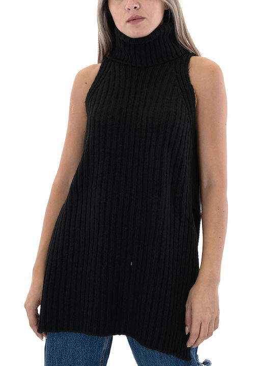 Tailor Made Knitwear Women's Sleeveless Sweater Turtleneck Black