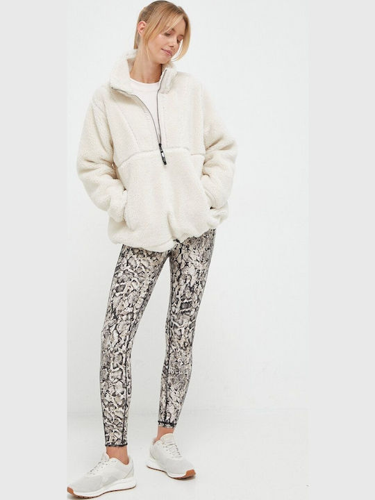 Logo Damen Langarm Pullover Beige