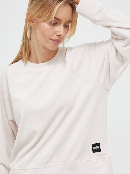 Logo Damen Langarm Pullover Beige