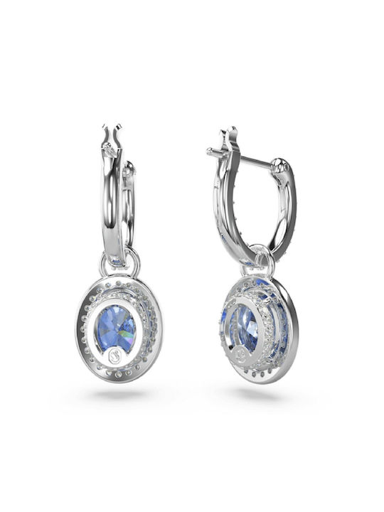 Swarovski Σκουλαρίκια Κρίκοι από Ασήμι με Πέτρες Μπλε