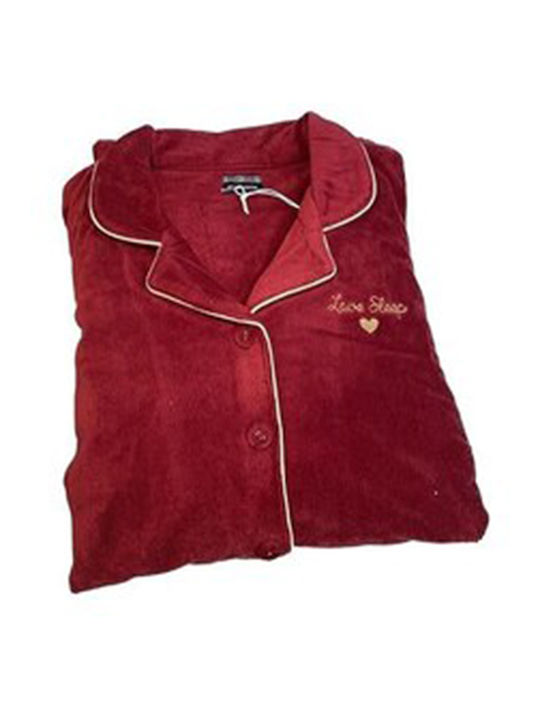 Noidinotte Winter Damen Pyjama-Set Samt Rot