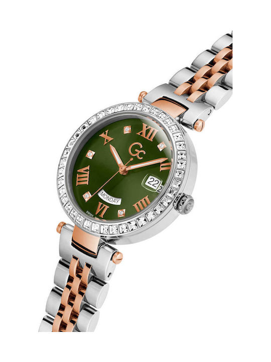 GC Watches Γυναικείο Ρολόι 32mm Μπαταρίας με Λευκό Μεταλλικό Μπρασελέ
