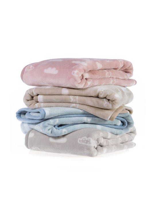 Nef-Nef Homeware Blanket Nursery Swaddling Blankets Clouds Velvet Pink 75x100cm