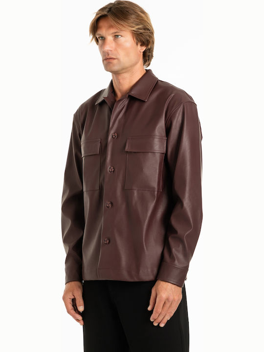Long Sleeve Burgundy Overshirt