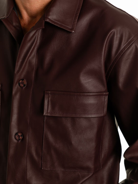Long Sleeve Burgundy Overshirt