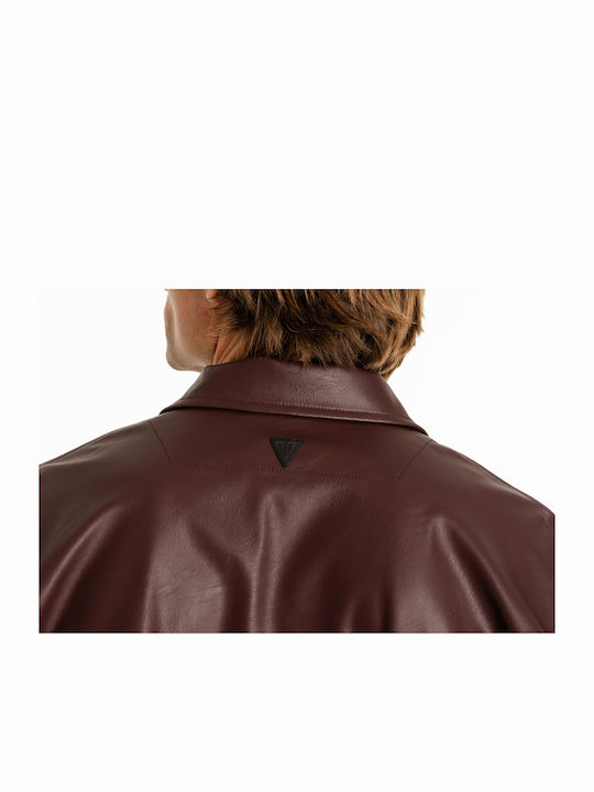 Long Sleeve Burgundy Overshirt