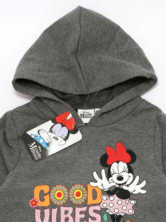 Minnie Παιδικό Φόρεμα Φούτερ Μακρυμάνικο Γκρι