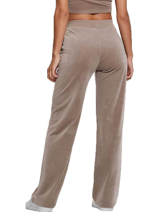 High Waist Velvet Brown Sweatpants