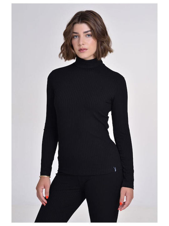 Women's Blouse Long Sleeve Turtleneck Black