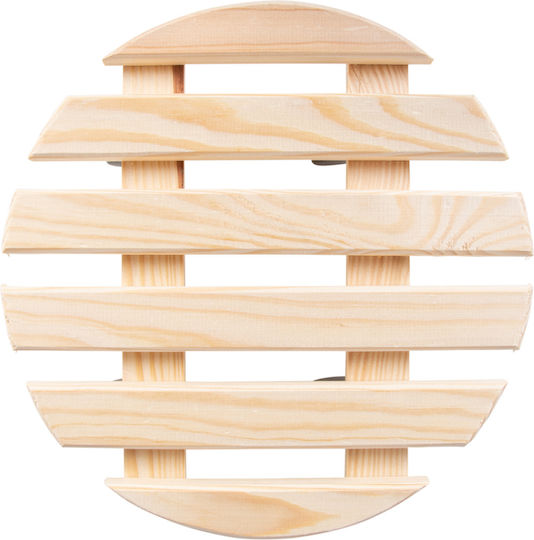 Esschert Design Πιάτο Γλάστρας Ξύλινο Μπεζ Με Ρόδες