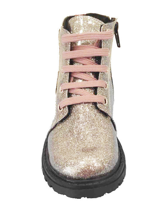 Kinderstiefel aus Lackleder mit Reißverschluss Silber