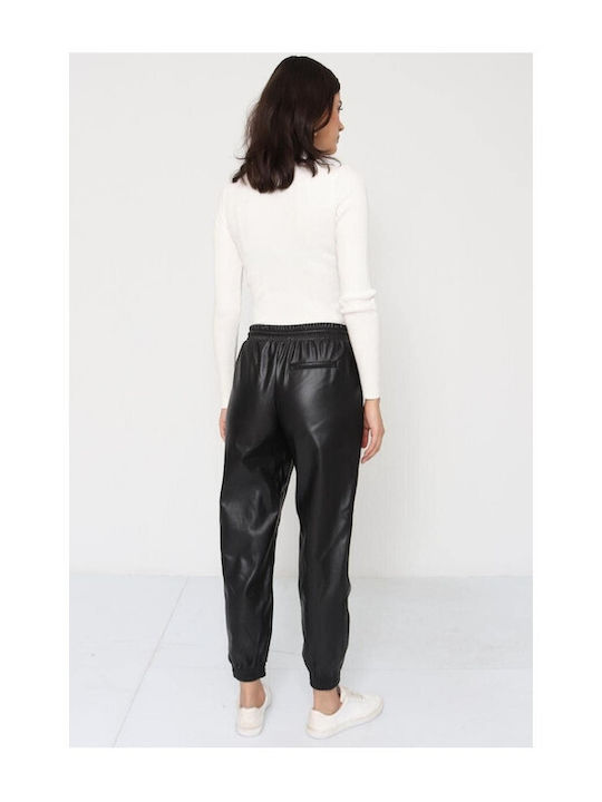 Bon Damen Leder Hose Schwarz