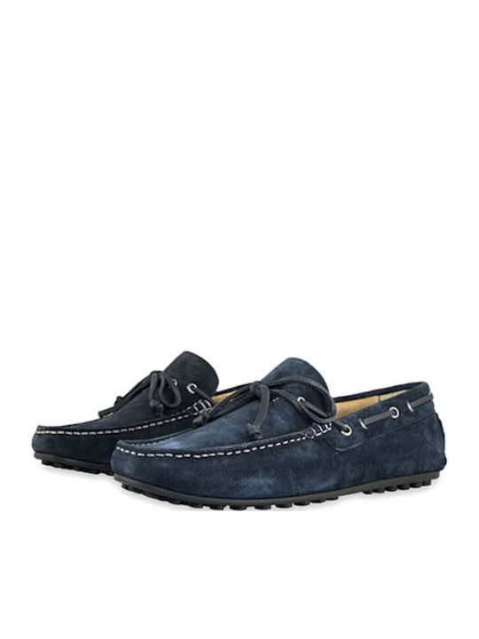 Leather Women's Moccasins in Blue Color