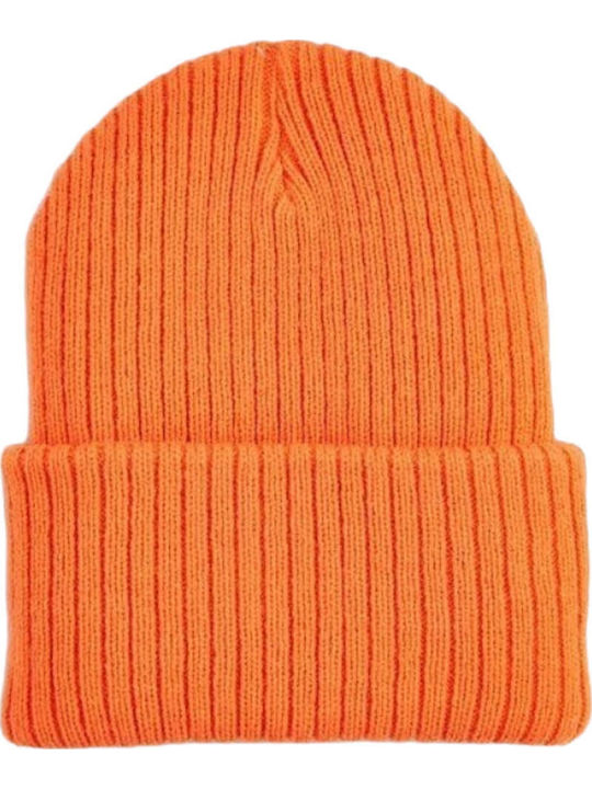 Cuff Trend Beanie Γυναικείος Σκούφος Πλεκτός σε Πορτοκαλί χρώμα